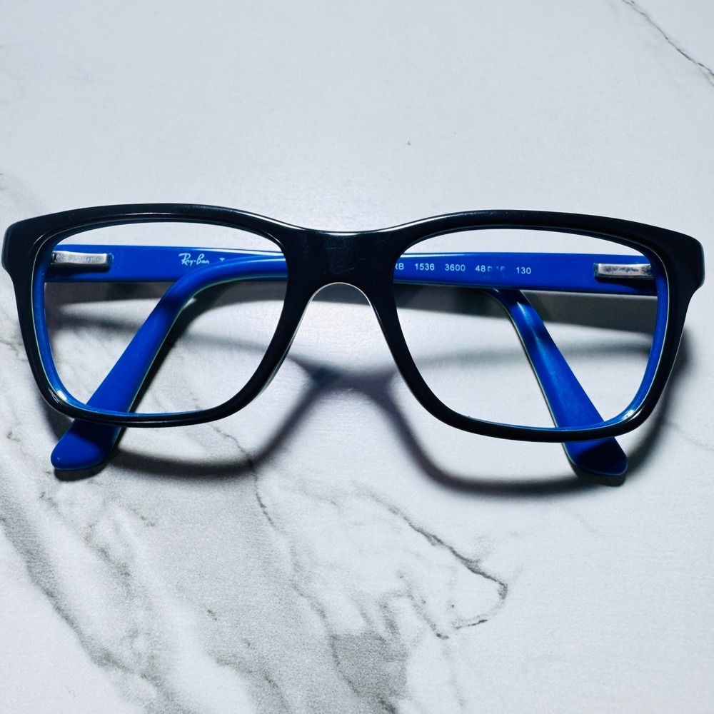 Ray-Ban RB 1536 3600 Black Blue Neon Green Rectangular Eyeglass Frames 48-16-130